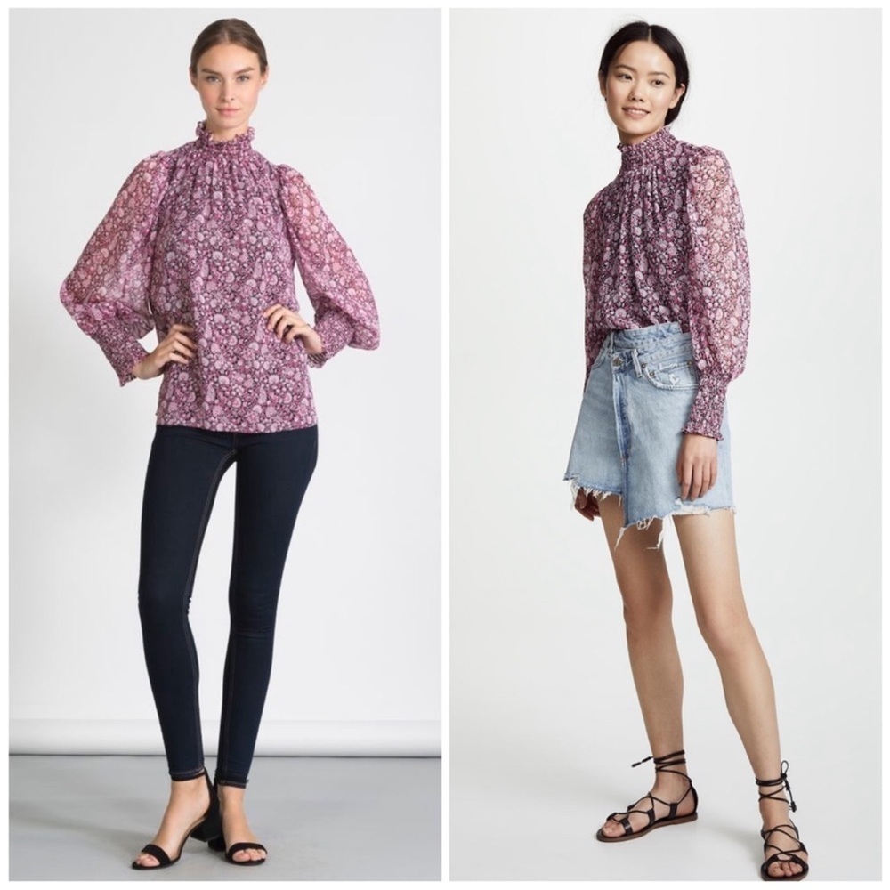 NWT Shoshanna 100% Silk Palma Blouse Top Sz S